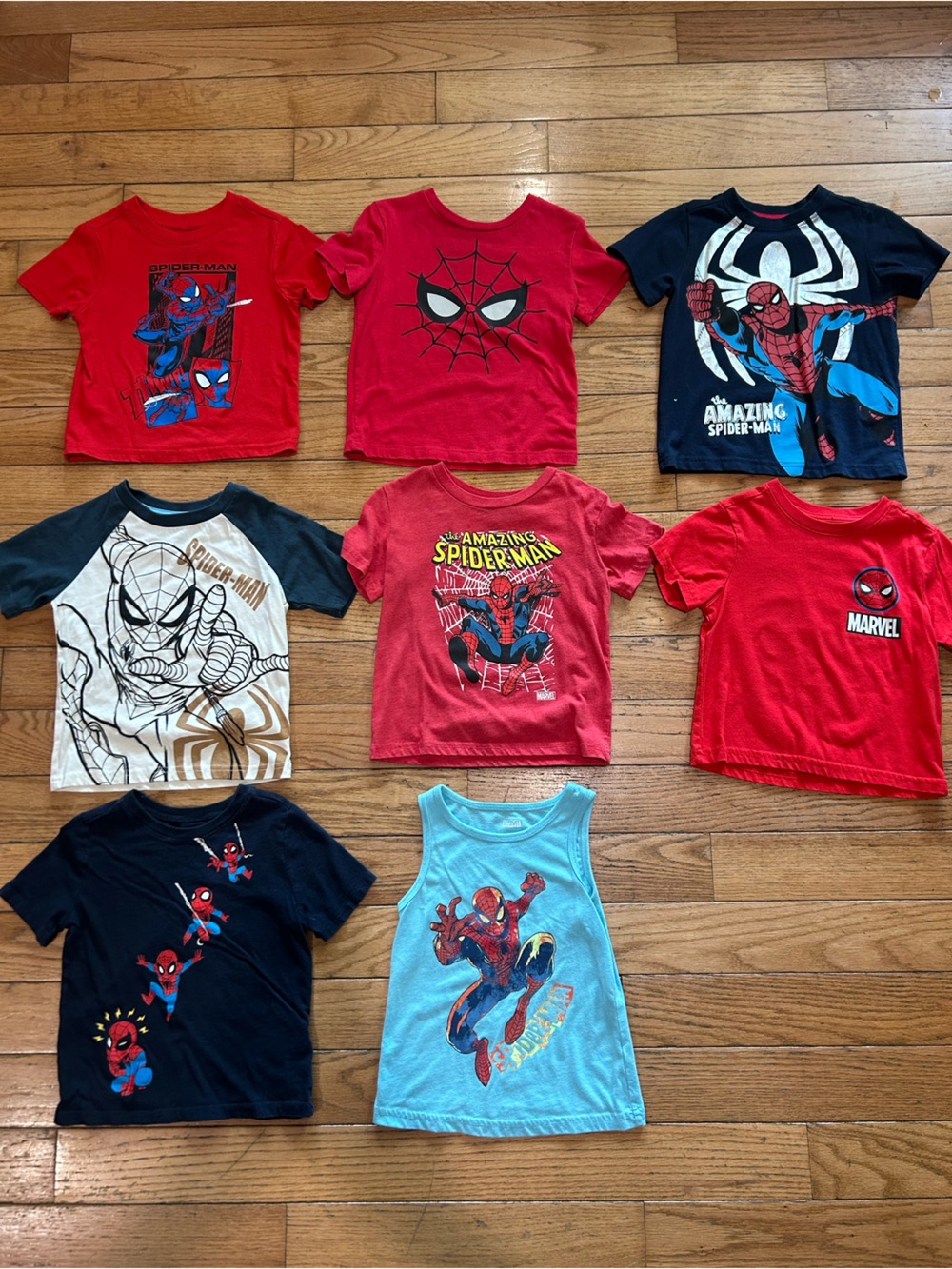 Marvel Spider-Man Kids Tee Lot - Red, Black, Blue, Cream, Light Blue